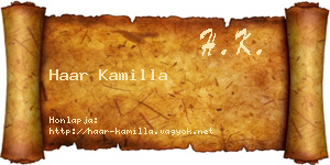Haar Kamilla névjegykártya